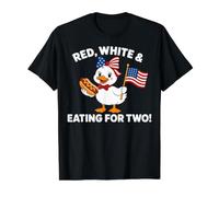Funny Pregnancy Announcement Red, White Eating for Two Goose Camiseta gráfica económica, Hombre, Negro, M