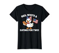 Funny Pregnancy Announcement Red, White Eating for Two Goose Camiseta gráfica económica, Mujer, Negro, S