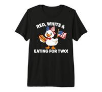 Funny Pregnancy Announcement Red, White Eating for Two Goose Camiseta Premium