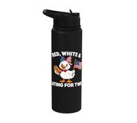 Funny Pregnancy Announcement Red, White Eating for Two Goose Stainless Steel Insulated Water Bottle