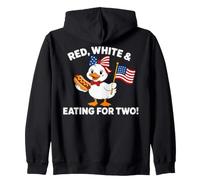 Funny Pregnancy Announcement Red, White Eating for Two Goose Sudadera con Capucha
