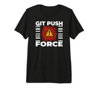 Funny Programmer Coding Git Push Force Warning Camiseta Premium