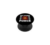 Funny Programmer Coding Git Push Force Warning PopSockets PopGrip Adhesivo