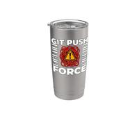 Funny Programmer Coding Git Push Force Warning Vaso térmico de acero inoxidable de doble pared