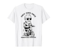Funny Psychology Only Jung Once Immature Forever Triciclo Camiseta gráfica económica, Hombre, Blanco, L