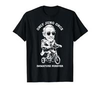 Funny Psychology Only Jung Once Immature Forever Triciclo Camiseta gráfica económica, Hombre, Negro, L