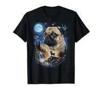 Funny Pug Aullando a la Luna Camiseta
