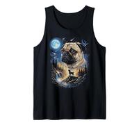 Funny Pug Aullando a la Luna Camiseta sin Mangas