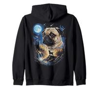 Funny Pug Aullando a la Luna Sudadera con Capucha