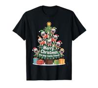 Funny Pug Christmas Tree Holiday Festive Lights Camiseta