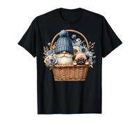Funny Pug Dad Gnome With Blue Flower Decor For Pug Lover Camiseta