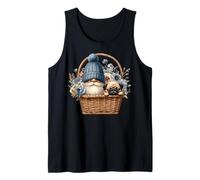 Funny Pug Dad Gnome With Blue Flower Decor For Pug Lover Camiseta sin Mangas