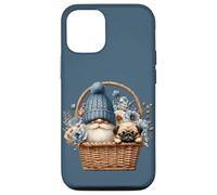 Funny Pug Dad Gnome With Blue Flower Decor For Pug Lover Carcasa para iPhone 12/12 Pro