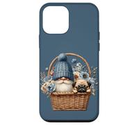 Funny Pug Dad Gnome With Blue Flower Decor For Pug Lover Carcasa para iPhone 12 mini