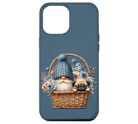 Funny Pug Dad Gnome With Blue Flower Decor For Pug Lover Carcasa para iPhone 12 Pro Max