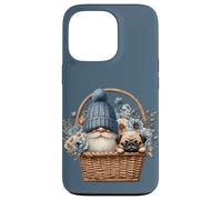 Funny Pug Dad Gnome With Blue Flower Decor For Pug Lover Carcasa para iPhone 13 Pro