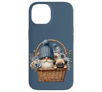 Funny Pug Dad Gnome With Blue Flower Decor For Pug Lover Carcasa para iPhone 14