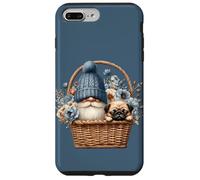 Funny Pug Dad Gnome With Blue Flower Decor For Pug Lover Carcasa para iPhone 7 Plus/8 Plus