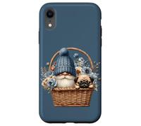 Funny Pug Dad Gnome With Blue Flower Decor For Pug Lover Carcasa para iPhone XR