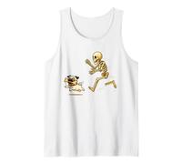 Funny Pug Dog Halloween Steal Bone Skeleton Chase Spooky Pug Camiseta sin Mangas