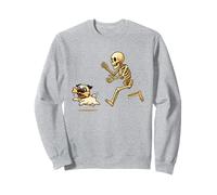 Funny Pug Dog Halloween Steal Bone Skeleton Chase Spooky Pug Sudadera