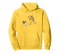 Funny Pug Dog Halloween Steal Bone Skeleton Chase Spooky Pug Sudadera con Capucha