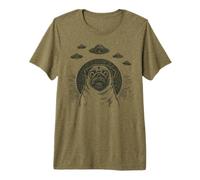 Funny Pug Selfie Alien UFO Vintage Dueño de Mascotas Amante de Perros Camiseta Premium