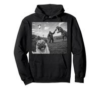 Funny Pug Selfie con Bigfoot UFO Y Dinosaurio Sudadera con Capucha
