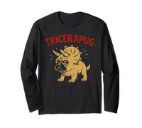Funny Pug Triceratops Prehistoric Dinosaur Dog Fans Joke Manga Larga