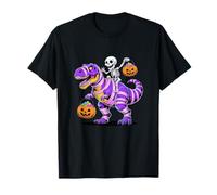 Funny Pumpkin Candy Basket Skeleton Riding Mummy Dinosaur Camiseta