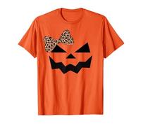 Funny Pumpkin Leopard Bow Jack O Lantern Costume Coquette Camiseta
