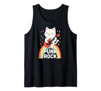Funny Punk Rock Cat, Rock and Roll Guitarra Música Rock Band Camiseta sin Mangas