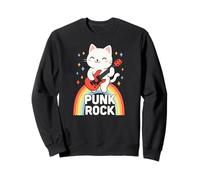 Funny Punk Rock Cat, Rock and Roll Guitarra Música Rock Band Sudadera