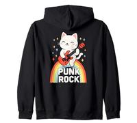 Funny Punk Rock Cat, Rock and Roll Guitarra Música Rock Band Sudadera con Capucha