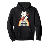 Funny Punk Rock Cat, Rock and Roll Guitarra Música Rock Band Sudadera con Capucha