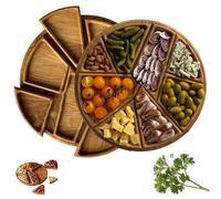 Funny Puzzle Serving Tray Wood, Puzzle Serving Tray Wood Food, with 8 Removable Compartments, for Fruits, Nuts, Dips, Snack, Decor Gift for Coffee Table, Living Room, Kitchen. (2 PCS,1)
