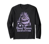 Funny Queef Queen Hear My Kitty Purr Funny Cat Mujeres Hombres Manga Larga
