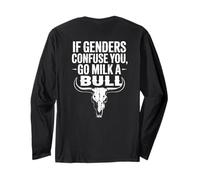 Funny Quote if Genders Confuse You Go Milk a Bull (en la parte posterior) Manga Larga