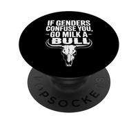 Funny Quote if Genders Confuse You Go Milk a Bull (en la parte posterior) PopSockets PopGrip Adhesivo