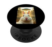 Funny Rabbit UFO Encounter Hilarious Rabbit Selfie Aliens PopSockets PopGrip Adhesivo