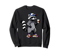 Funny Raccoon, Common Raccoon Drinking Coffee Sudadera