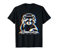 Funny Raccoon DJ with Headphones and Turntable Camiseta