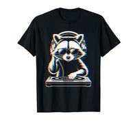 Funny Raccoon DJ with Headphones and Turntable Camiseta