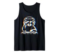 Funny Raccoon DJ with Headphones and Turntable Camiseta sin Mangas
