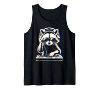 Funny Raccoon DJ with Headphones and Turntable Camiseta sin Mangas