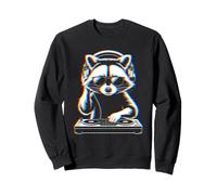 Funny Raccoon DJ with Headphones and Turntable Sudadera