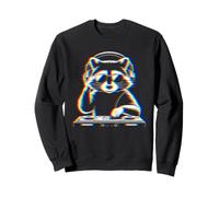 Funny Raccoon DJ with Headphones and Turntable Sudadera