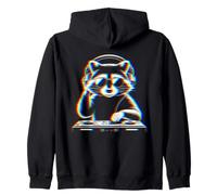 Funny Raccoon DJ with Headphones and Turntable Sudadera con Capucha