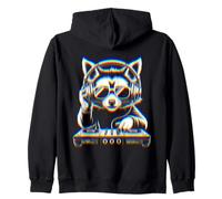 Funny Raccoon DJ with Headphones and Turntable Sudadera con Capucha