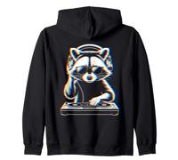 Funny Raccoon DJ with Headphones and Turntable Sudadera con Capucha
